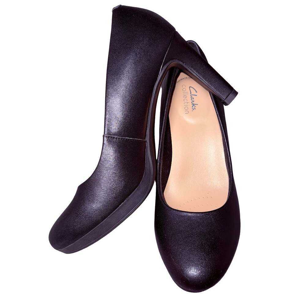New Clarks Collection Black Leather Pumps Size 7 - Picture 4 of 6